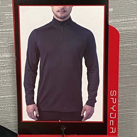 SPYDER 1/4 Zip Shirt Mens Small Black Base Layer Lightweight Pullover Quick Dry - Picture 2 of 11